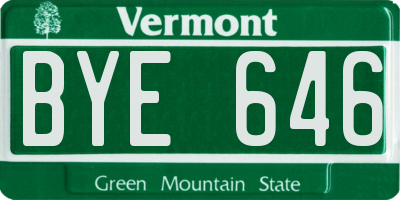 VT license plate BYE646
