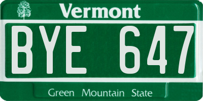 VT license plate BYE647