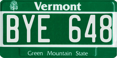 VT license plate BYE648