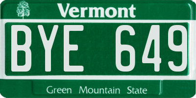 VT license plate BYE649
