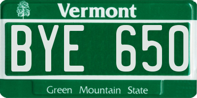 VT license plate BYE650