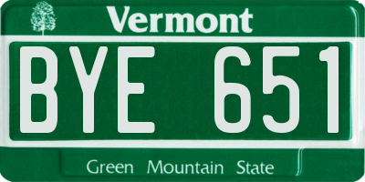 VT license plate BYE651