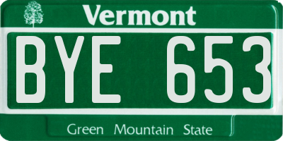 VT license plate BYE653