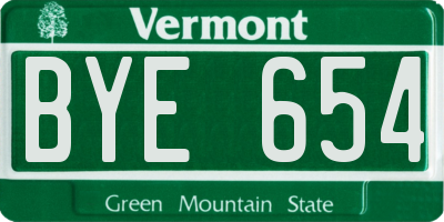 VT license plate BYE654