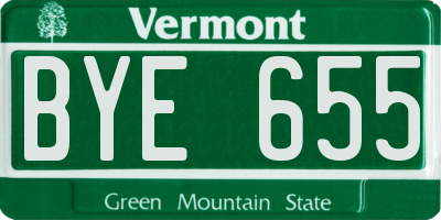 VT license plate BYE655