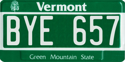 VT license plate BYE657