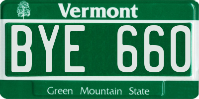 VT license plate BYE660