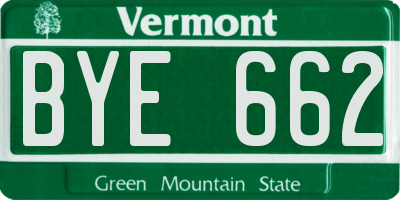 VT license plate BYE662