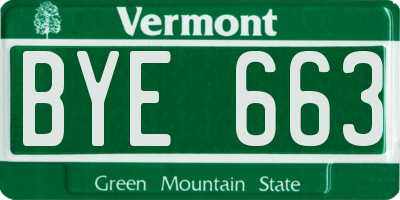 VT license plate BYE663