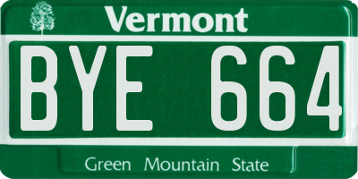 VT license plate BYE664