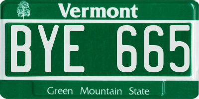 VT license plate BYE665