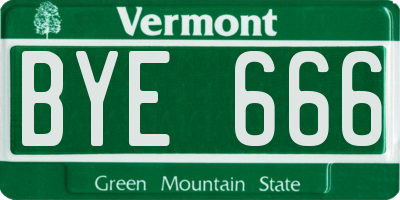 VT license plate BYE666