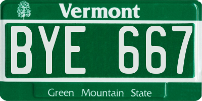 VT license plate BYE667