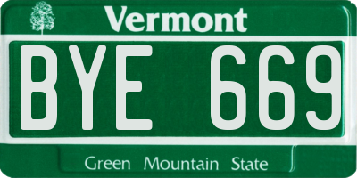 VT license plate BYE669