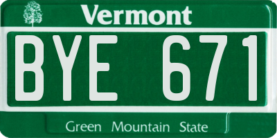VT license plate BYE671