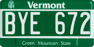 VT license plate BYE672