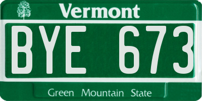 VT license plate BYE673