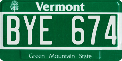 VT license plate BYE674
