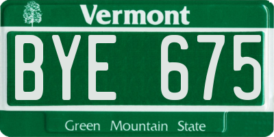 VT license plate BYE675