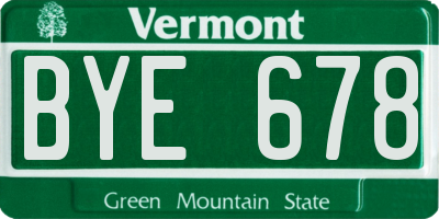 VT license plate BYE678