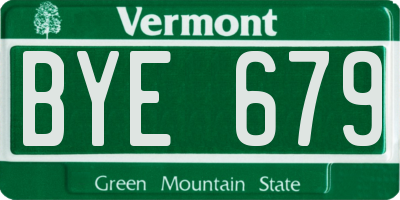 VT license plate BYE679