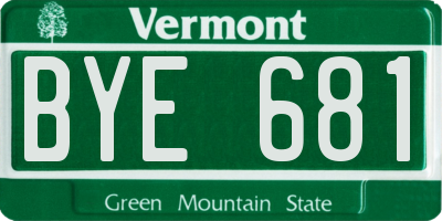 VT license plate BYE681