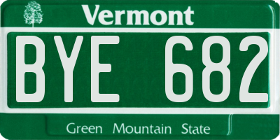 VT license plate BYE682