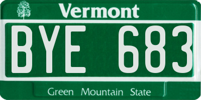 VT license plate BYE683