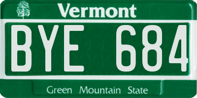 VT license plate BYE684