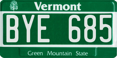 VT license plate BYE685
