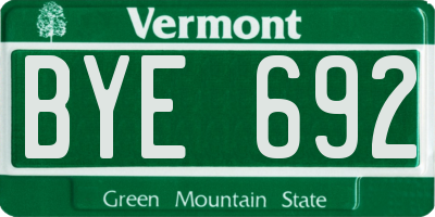 VT license plate BYE692