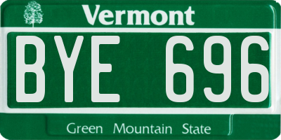 VT license plate BYE696