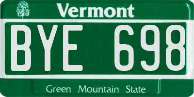 VT license plate BYE698