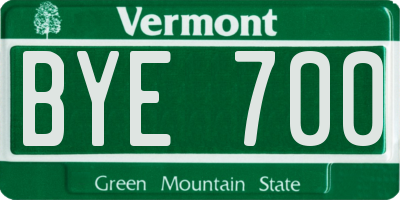 VT license plate BYE700