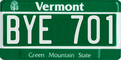 VT license plate BYE701