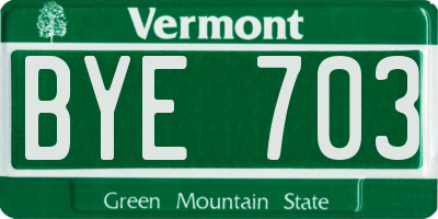 VT license plate BYE703