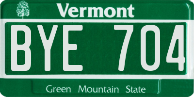 VT license plate BYE704