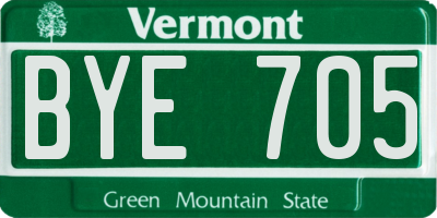 VT license plate BYE705