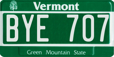 VT license plate BYE707