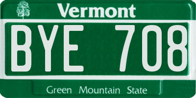 VT license plate BYE708