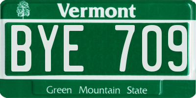 VT license plate BYE709