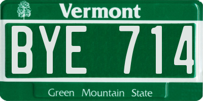 VT license plate BYE714