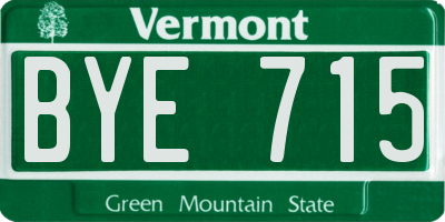 VT license plate BYE715