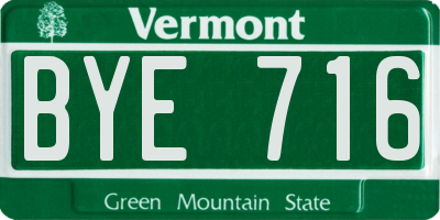 VT license plate BYE716