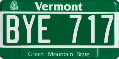 VT license plate BYE717