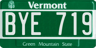 VT license plate BYE719