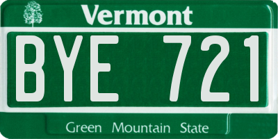 VT license plate BYE721