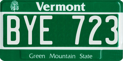 VT license plate BYE723