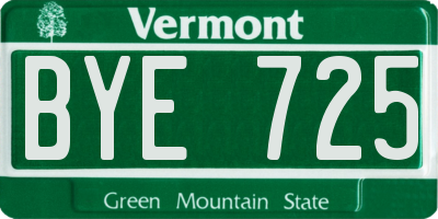 VT license plate BYE725