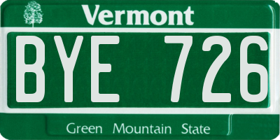VT license plate BYE726